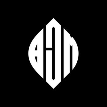 BJM circle letter logo design with circle and ellipse shape. BJM ellipse letters with typographic style. The three initials form a circle logo. BJM Circle Emblem Abstract Monogram Letter Mark Vector. vector