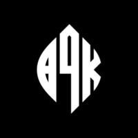 BQK circle letter logo design with circle and ellipse shape. BQK ellipse letters with typographic style. The three initials form a circle logo. BQK Circle Emblem Abstract Monogram Letter Mark Vector. vector