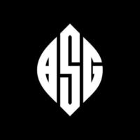 BSG circle letter logo design with circle and ellipse shape. BSG ellipse letters with typographic style. The three initials form a circle logo. BSG Circle Emblem Abstract Monogram Letter Mark Vector. vector