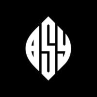 BSY circle letter logo design with circle and ellipse shape. BSY ellipse letters with typographic style. The three initials form a circle logo. BSY Circle Emblem Abstract Monogram Letter Mark Vector. vector