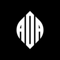ADA circle letter logo design with circle and ellipse shape. ADA ellipse letters with typographic style. The three initials form a circle logo. ADA Circle Emblem Abstract Monogram Letter Mark Vector. vector