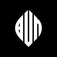BUM circle letter logo design with circle and ellipse shape. BUM ellipse letters with typographic style. The three initials form a circle logo. BUM Circle Emblem Abstract Monogram Letter Mark Vector. vector
