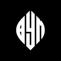 BYM circle letter logo design with circle and ellipse shape. BYM ellipse letters with typographic style. The three initials form a circle logo. BYM Circle Emblem Abstract Monogram Letter Mark Vector. vector