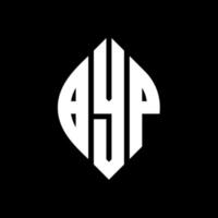 BYP circle letter logo design with circle and ellipse shape. BYP ellipse letters with typographic style. The three initials form a circle logo. BYP Circle Emblem Abstract Monogram Letter Mark Vector. vector