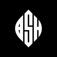 BSH circle letter logo design with circle and ellipse shape. BSH ellipse letters with typographic style. The three initials form a circle logo. BSH Circle Emblem Abstract Monogram Letter Mark Vector. vector