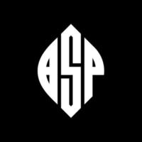 BSP circle letter logo design with circle and ellipse shape. BSP ellipse letters with typographic style. The three initials form a circle logo. BSP Circle Emblem Abstract Monogram Letter Mark Vector. vector