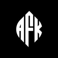 diseño de logotipo de letra de círculo afk con forma de círculo y elipse. Letras de elipse afk con estilo tipográfico. las tres iniciales forman un logo circular. vector de marca de letra de monograma abstracto del emblema del círculo afk.
