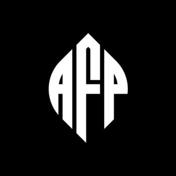 AFP circle letter logo design with circle and ellipse shape. AFP ellipse letters with typographic style. The three initials form a circle logo. AFP Circle Emblem Abstract Monogram Letter Mark Vector. vector