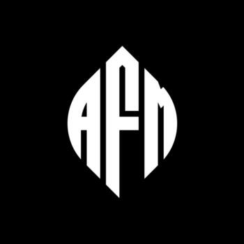 AFM circle letter logo design with circle and ellipse shape. AFM ellipse letters with typographic style. The three initials form a circle logo. AFM Circle Emblem Abstract Monogram Letter Mark Vector. vector
