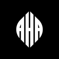 AHA circle letter logo design with circle and ellipse shape. AHA ellipse letters with typographic style. The three initials form a circle logo. AHA Circle Emblem Abstract Monogram Letter Mark Vector. vector