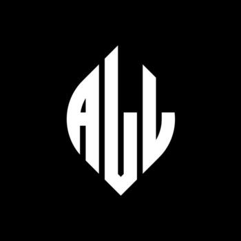 ALL circle letter logo design with circle and ellipse shape. ALL ellipse letters with typographic style. The three initials form a circle logo. ALL Circle Emblem Abstract Monogram Letter Mark Vector. vector