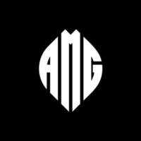diseño de logotipo de letra de círculo amg con forma de círculo y elipse. amg letras elipses con estilo tipográfico. las tres iniciales forman un logo circular. vector de marca de letra de monograma abstracto del emblema del círculo amg.