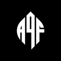 AQF circle letter logo design with circle and ellipse shape. AQF ellipse letters with typographic style. The three initials form a circle logo. AQF Circle Emblem Abstract Monogram Letter Mark Vector. vector
