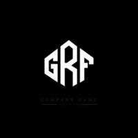 GRF letter logo design with polygon shape. GRF polygon and cube shape logo design. GRF hexagon vector logo template white and black colors. GRF monogram, business and real estate logo.