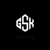 GSK letter logo design with polygon shape. GSK polygon and cube shape logo design. GSK hexagon vector logo template white and black colors. GSK monogram, business and real estate logo.