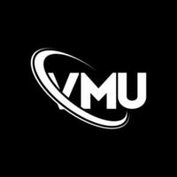 logotipo de vmu. letra vmu. diseño del logotipo de la letra vmu. logotipo de las iniciales vmu vinculado con el círculo y el logotipo del monograma en mayúsculas. tipografía vmu para tecnología, negocios y marca inmobiliaria. vector