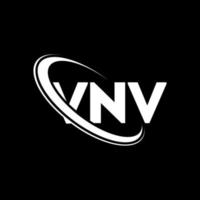 logotipo vnv. letra vv. diseño del logotipo de la letra vnv. logotipo de iniciales vnv vinculado con círculo y logotipo de monograma en mayúsculas. tipografía vnv para tecnología, negocios y marca inmobiliaria. vector