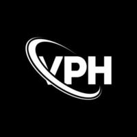 logotipo de VPH. letra vph. diseño del logotipo de la letra vph. logotipo de iniciales vph vinculado con círculo y logotipo de monograma en mayúsculas. tipografía vph para tecnología, negocios y marca inmobiliaria. vector