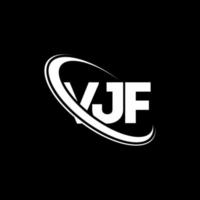 logotipo vff. carta vjf. diseño del logotipo de la letra vjf. logotipo de iniciales vjf vinculado con círculo y logotipo de monograma en mayúsculas. tipografía vjf para tecnología, negocios y marca inmobiliaria. vector