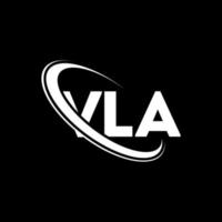 logotipo vla. letra vla. diseño del logotipo de la letra vla. logotipo de las iniciales vla vinculado con el círculo y el logotipo del monograma en mayúsculas. tipografía vla para tecnología, negocios y marca inmobiliaria. vector