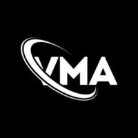 logotipo de vma. letra vma. diseño del logotipo de la letra vma. logotipo de iniciales vma vinculado con círculo y logotipo de monograma en mayúsculas. tipografía vma para tecnología, negocios y marca inmobiliaria. vector