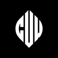 CUW circle letter logo design with circle and ellipse shape. CUW ellipse letters with typographic style. The three initials form a circle logo. CUW Circle Emblem Abstract Monogram Letter Mark Vector. vector