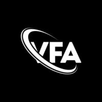 logotipo de vfa. carta vfa. diseño del logotipo de la letra vfa. logotipo de iniciales vfa vinculado con círculo y logotipo de monograma en mayúsculas. tipografía vfa para tecnología, negocios y marca inmobiliaria. vector