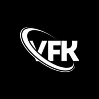 logotipo vfk. letra vfk. diseño del logotipo de la letra vfk. logotipo de vfk de iniciales vinculado con círculo y logotipo de monograma en mayúsculas. tipografía vfk para tecnología, negocios y marca inmobiliaria. vector