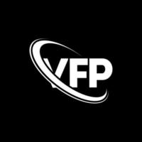 logotipo vfp. carta vfp. diseño del logotipo de la letra vfp. logotipo de iniciales vfp vinculado con círculo y logotipo de monograma en mayúsculas. tipografía vfp para tecnología, negocios y marca inmobiliaria. vector