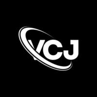 logotipo vcj. carta vcj. diseño del logotipo de la letra vcj. logotipo de iniciales vcj vinculado con círculo y logotipo de monograma en mayúsculas. tipografía vcj para tecnología, negocios y marca inmobiliaria. vector