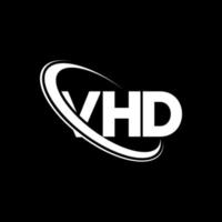 logotipo vhd. letra vhd. diseño del logotipo de la letra vhd. logotipo de iniciales vhd vinculado con círculo y logotipo de monograma en mayúsculas. tipografía vhd para tecnología, negocios y marca inmobiliaria. vector