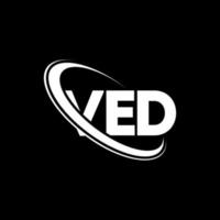 VED logo. VED letter. VED letter logo design. Initials VED logo linked with circle and uppercase monogram logo. VED typography for technology, business and real estate brand. vector