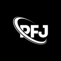 PFJ logo. PFJ letter. PFJ letter logo design. Initials PFJ logo linked with circle and uppercase monogram logo. PFJ typography for technology, business and real estate brand. vector