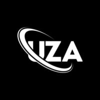 UZA logo. UZA letter. UZA letter logo design. Initials UZA logo linked with circle and uppercase monogram logo. UZA typography for technology, business and real estate brand. vector