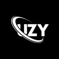 logotipo de uzy. letra uzi. diseño de logotipo de letra uzy. logotipo de las iniciales uzy vinculado con el círculo y el logotipo del monograma en mayúsculas. tipografía uzy para tecnología, negocios y marca inmobiliaria. vector