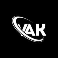 logotipo de vak. letra vak. diseño del logotipo de la letra vak. logotipo de iniciales vak vinculado con círculo y logotipo de monograma en mayúsculas. tipografía vak para tecnología, negocios y marca inmobiliaria. vector