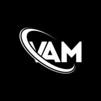 logotipo de vam. letra vam. diseño del logotipo de la letra vam. logotipo de iniciales vam vinculado con círculo y logotipo de monograma en mayúsculas. tipografía vam para tecnología, negocios y marca inmobiliaria. vector