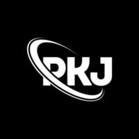 PKJ logo. PKJ letter. PKJ letter logo design. Initials PKJ logo linked with circle and uppercase monogram logo. PKJ typography for technology, business and real estate brand. vector