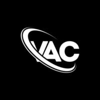 logotipo de vacío. carta de vacío diseño del logotipo de la letra vac. logotipo de iniciales vac vinculado con círculo y logotipo de monograma en mayúsculas. tipografía vac para tecnología, negocios y marca inmobiliaria. vector