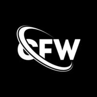 logotipo de CFW. carta cfw. diseño del logotipo de la letra cfw. logotipo de iniciales cfw vinculado con círculo y logotipo de monograma en mayúsculas. tipografía cfw para tecnología, negocios y marca inmobiliaria. vector