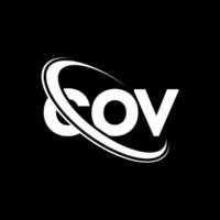 logotipo de cov carta cov. diseño del logotipo de la letra cov. logotipo de iniciales cov vinculado con círculo y logotipo de monograma en mayúsculas. tipografía cov para tecnología, negocios y marca inmobiliaria. vector