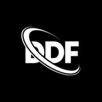 logotipo ddf. letra ddf. diseño de logotipo de letra ddf. logotipo de iniciales ddf vinculado con círculo y logotipo de monograma en mayúsculas. tipografía ddf para tecnología, negocios y marca inmobiliaria. vector