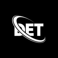 DET logo. DET letter. DET letter logo design. Initials DET logo linked with circle and uppercase monogram logo. DET typography for technology, business and real estate brand. vector