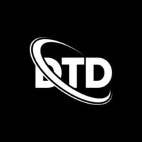 logotipo de dtd. letra dtd. diseño del logotipo de la letra dtd. logotipo de iniciales dtd vinculado con círculo y logotipo de monograma en mayúsculas. tipografía dtd para tecnología, negocios y marca inmobiliaria. vector