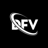 logotipo de dvf. carta dfv. diseño del logotipo de la letra dfv. logotipo de iniciales dfv vinculado con círculo y logotipo de monograma en mayúsculas. tipografía dfv para tecnología, negocios y marca inmobiliaria. vector