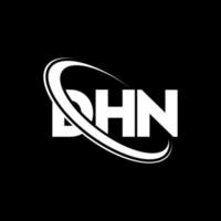 logotipo de dhn letra dhn. diseño del logotipo de la letra dhn. logotipo de las iniciales dhn vinculado con un círculo y un logotipo de monograma en mayúsculas. tipografía dhn para tecnología, negocios y marca inmobiliaria. vector