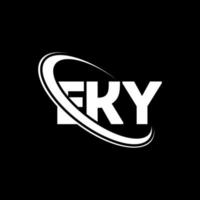 logotipo de eky. letra eky. diseño de logotipo de letra eky. logotipo de eky de iniciales vinculado con círculo y logotipo de monograma en mayúsculas. tipografía eky para tecnología, negocios y marca inmobiliaria. vector