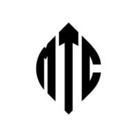 diseño de logotipo de letra de círculo mtc con forma de círculo y elipse. Letras de elipse mtc con estilo tipográfico. las tres iniciales forman un logo circular. vector de marca de letra de monograma abstracto del emblema del círculo mtc.