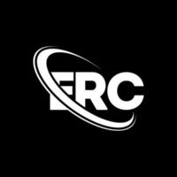 logotipo de erc. letra erc. diseño del logotipo de la letra erc. logotipo de las iniciales erc vinculado con el círculo y el logotipo del monograma en mayúsculas. tipografía erc para tecnología, negocios y marca inmobiliaria. vector