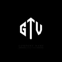 GTV letter logo design with polygon shape. GTV polygon and cube shape logo design. GTV hexagon vector logo template white and black colors. GTV monogram, business and real estate logo.